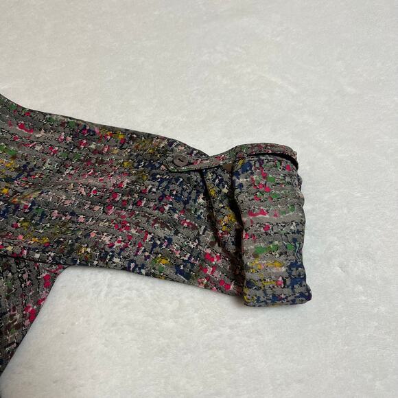 Romeo & Juliet Couture Split Neck Popover Tunic Blouse Size S Roll Tab Sleeve - Picture 6 of 9